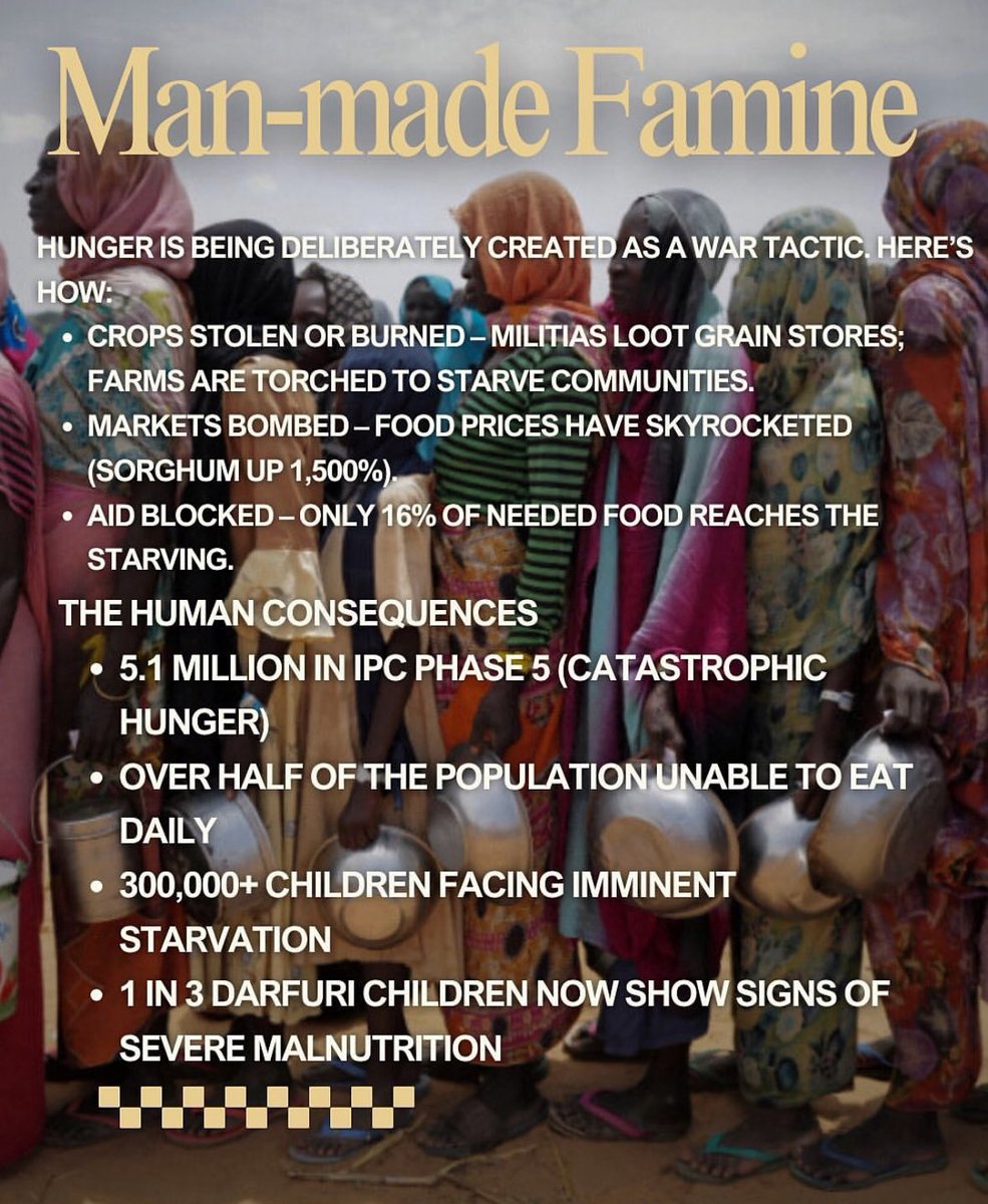 Sudan is now the world's largest humanitarian crisis &amp; without urgent action it’ll soon become the worst famine the world has seen in over 40 years. Many regions in Sudan are declared to be in Phase 5 of IPC famine conditions. Pls share &amp; donate when you come across Sudanese GFMs