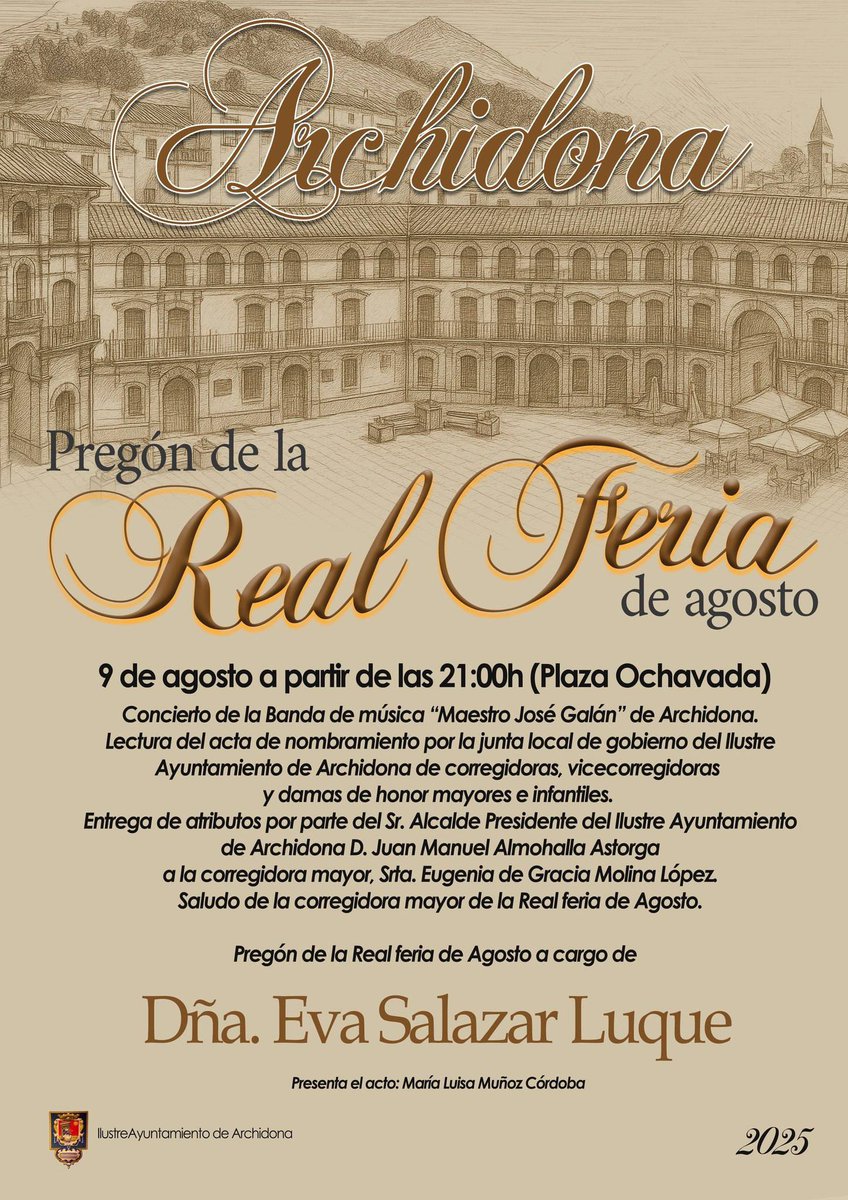 BMMJoseGalan's tweet photo. 🔵 𝐑𝐄𝐂𝐎𝐑𝐃𝐀𝐓𝐎𝐑𝐈𝐎

📆 ¡HOY! 𝐒𝐚́𝐛𝐚𝐝𝐨 𝟗 𝐝𝐞 𝐀𝐠𝐨𝐬𝐭𝐨

🎆🎡 Pregón de la Real Feria de Agosto de Archidona

📍 21:00h | Plaza Ochavada, Archidona (Málaga)

🎥 Puedes verlo en directo en:
https://t.co/MvnPURWOnt

#SuenaMJG #PregónFeria #Archidona #BMMJG https://t.co/JM0JnjWW1J