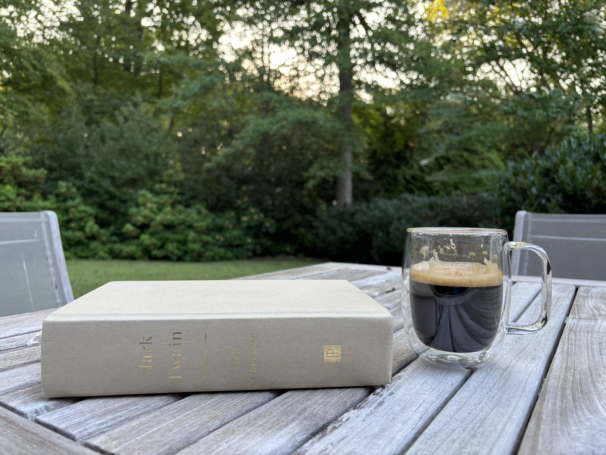 Coffee, Chernow’s ‘Mark Twain,’ and a beautiful backyard morning in Rockville. Thanks <a href="/capitalweather/">Capital Weather Gang</a>