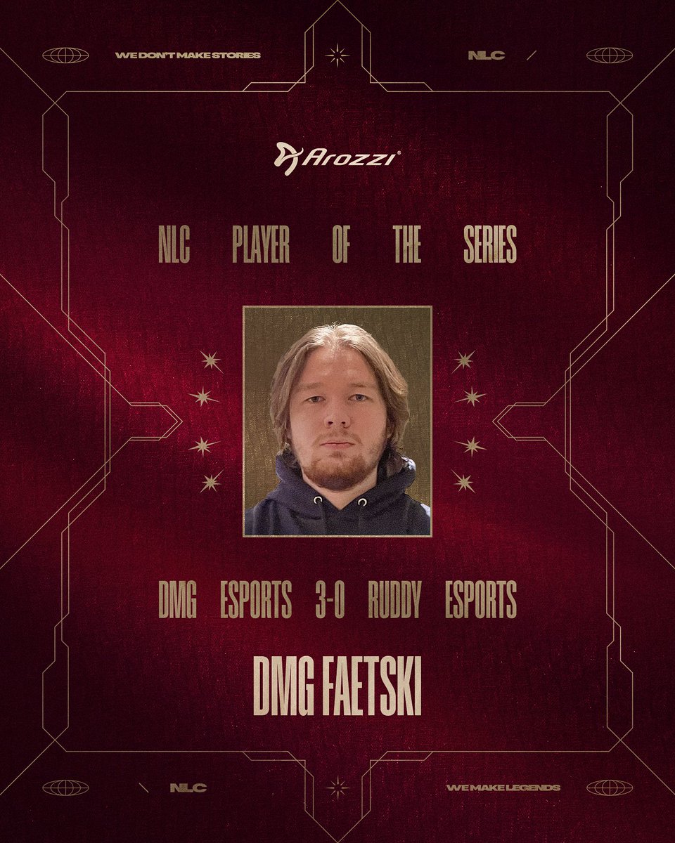 NLClol's tweet image. .@DMGesportGG bot laner @Faetski popped off this Wednesday against @RuddyCorp 🔥

This grants the Dane the first Player of the Series for this week!