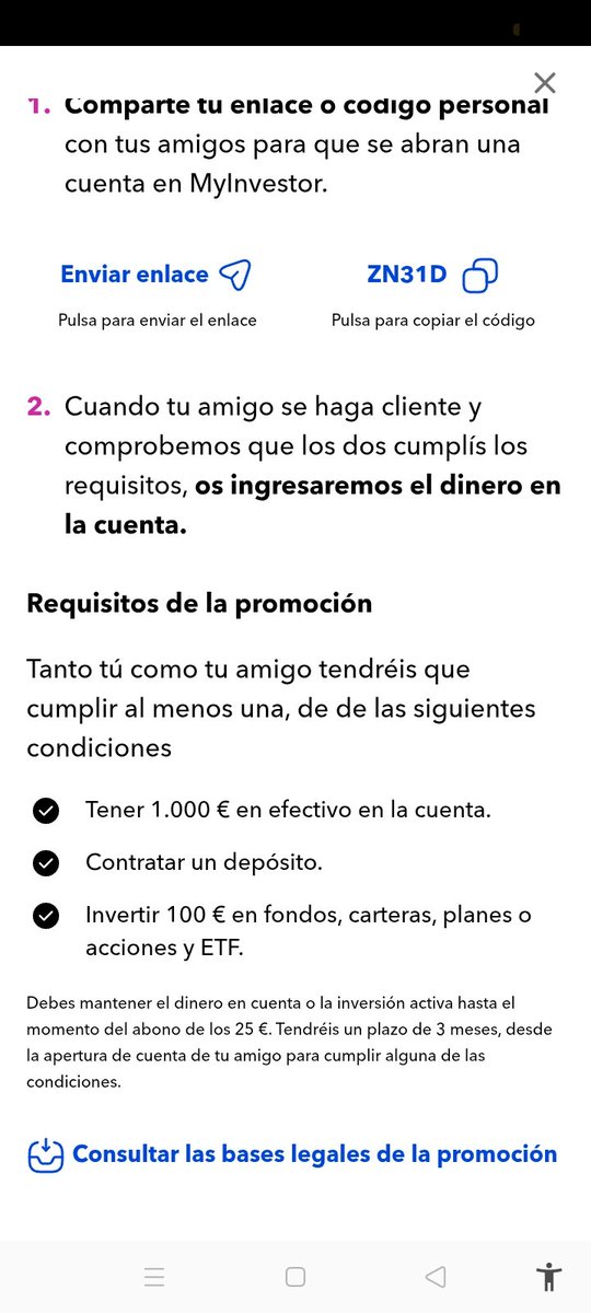 ¡Nueva promo MyInvestor mejor q la anterior!

Ahora por nuevo cliente 25€ si inviertes 100€ (ej fondos indexados SIN comisiones) en lo q quieras o ahorras 1000€

Dinero fácil y sin trampas solo por ahorrar o invertir. 
Para ello entra por mi enlace: newapp.myinvestor.es/do/signup?prom…