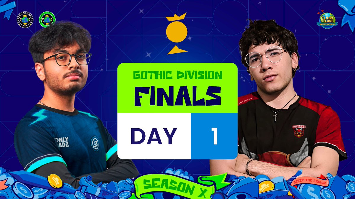 The Gothic Division Finals is LIVE!🎥

Watch now on the channels of your favourite casters.📺

EN - twitch.tv/willey_gaming
ES - twitch.tv/sply97
FR - twitch.tv/skarex_gaming
HI - youtube.com/@BERLIN-COC
ID - youtube.com/@ChiefRianGami…

#SeizeTheCrown 👑 | #ClashEsports
