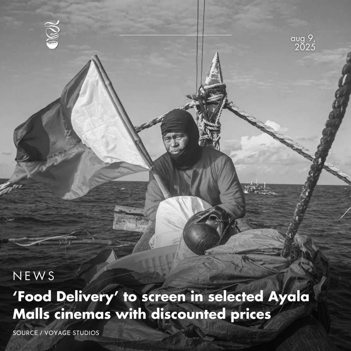 MULA SA ATING DAGAT, NGAYON SA ATING SINEHAN! 

Baby Ruth Villarama's documentary 'Food Delivery: Fresh from the West Philippine Sea' will be shown in selected Ayala Cinemas starting on August 13.

Regular tickets will cost ₱250, while students can avail them for ₱200.