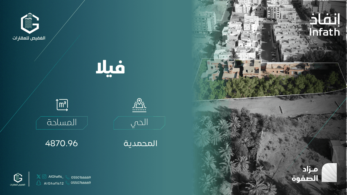 #مزاد_الصفوة
استثمر في مشروع سكني واعد في قلب مكة
مجمع فلل سكنية متكامل في حي المحمدية بمساحة شاسعة توفر إمكانيات تطوير عالية وفرص استثمارية متعددة.

📍 الموقع: حي المحمدية – مكة
المساحة: 4870.96 م²
الواجهة: شمالية تمنح إطلالة مفتوحة وتهوية مثالية

✨فرصة مميزة للمطورين العقاريين