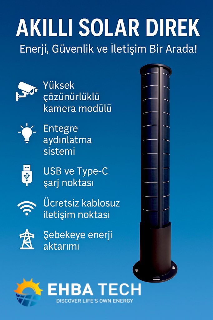 EHBATechOffical's tweet image. Benzersiz Esnek panelleri ile mimari projelerinize uygun #SolarPole isimli alternatif enerji çözümü Direğimizin ”Tasarim Tescil” işlemlerinin tamamlandığını bildirmekten keyif alıyoruz 👏🏼👏🏼👏🏼