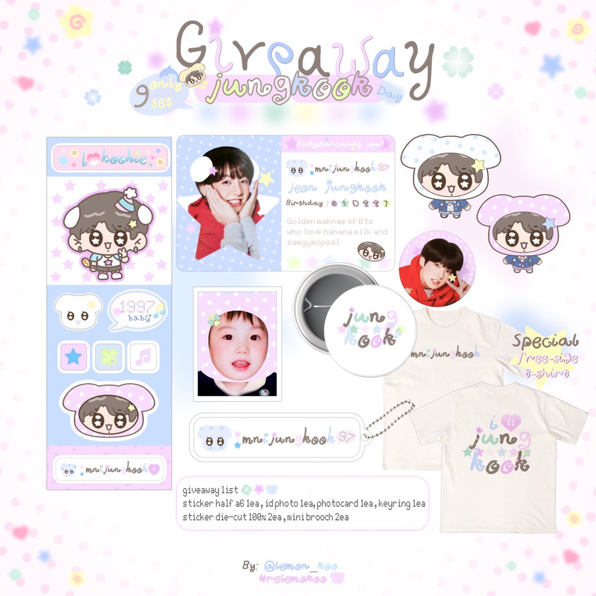 —𝒑𝒍𝒔 𝒓𝒕🩵💭—
.
𝓖𝓲𝓿𝓮 𝓪𝔀𝓪𝔂  𝓙𝓴 𝓭𝓪𝔂♡🎂🐰🥣 

⭐️ONLY 9 EA 

🍙shipping 45
🐶from 09/09time 19:01

ลายละเอียดเพิ่มเติมจะอยู่ใต้เม้นนะคับ มารับน้องกันนะคับ🐰

🩷สุ่มแจก1 set + special เสื้อ1ตัวให้ฟลวเราคับ รีไปเลย🙌🏻

#HAPPYJUNGKOOKDAY
#HappyJKday
#LKgiveU