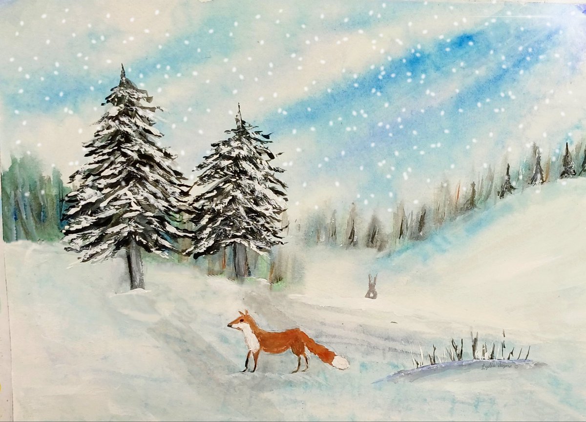 #POstables Gouache on white paper. It's hot here so I painted snow! 🤣