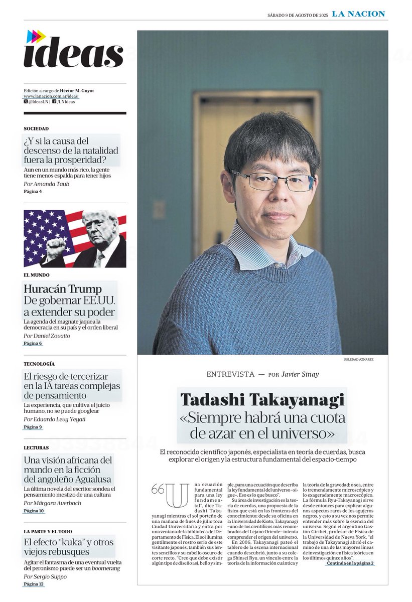 LA NACION Ideas (@ideasln) on Twitter photo #TAPADELASEMANA
Todas las notas en lanacion.com.ar/ideas #NotaDeTapa: #TadashiTakayanagi por <a href="/sinaysinay/">Javier Sinay</a> #TAPADELASEMANA
Todas las notas en lanacion.com.ar/ideas #NotaDeTapa: #TadashiTakayanagi por <a href="/sinaysinay/">Javier Sinay</a>