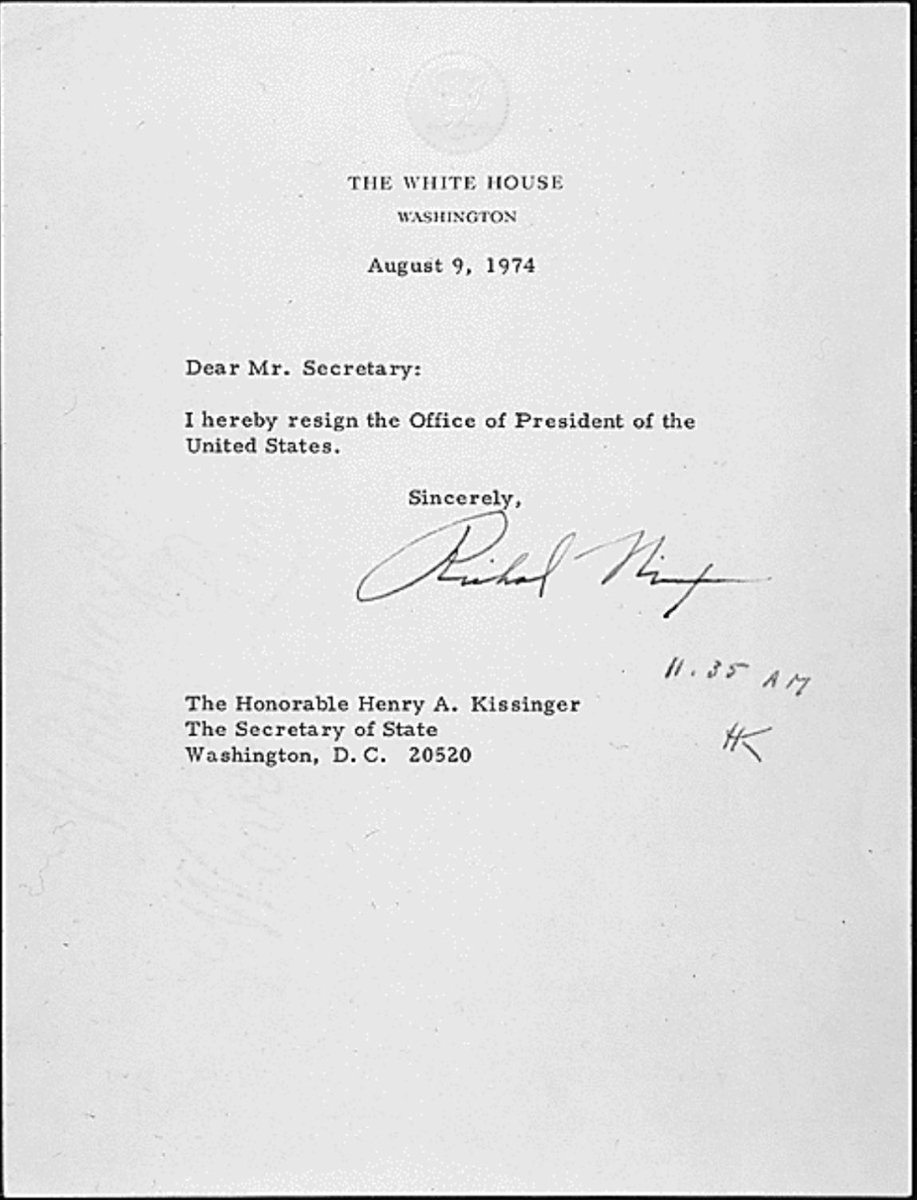 Richard Nixon’s 🇺🇸 resignation letter 
#OTD 1974

#POTUS ✌️✌️