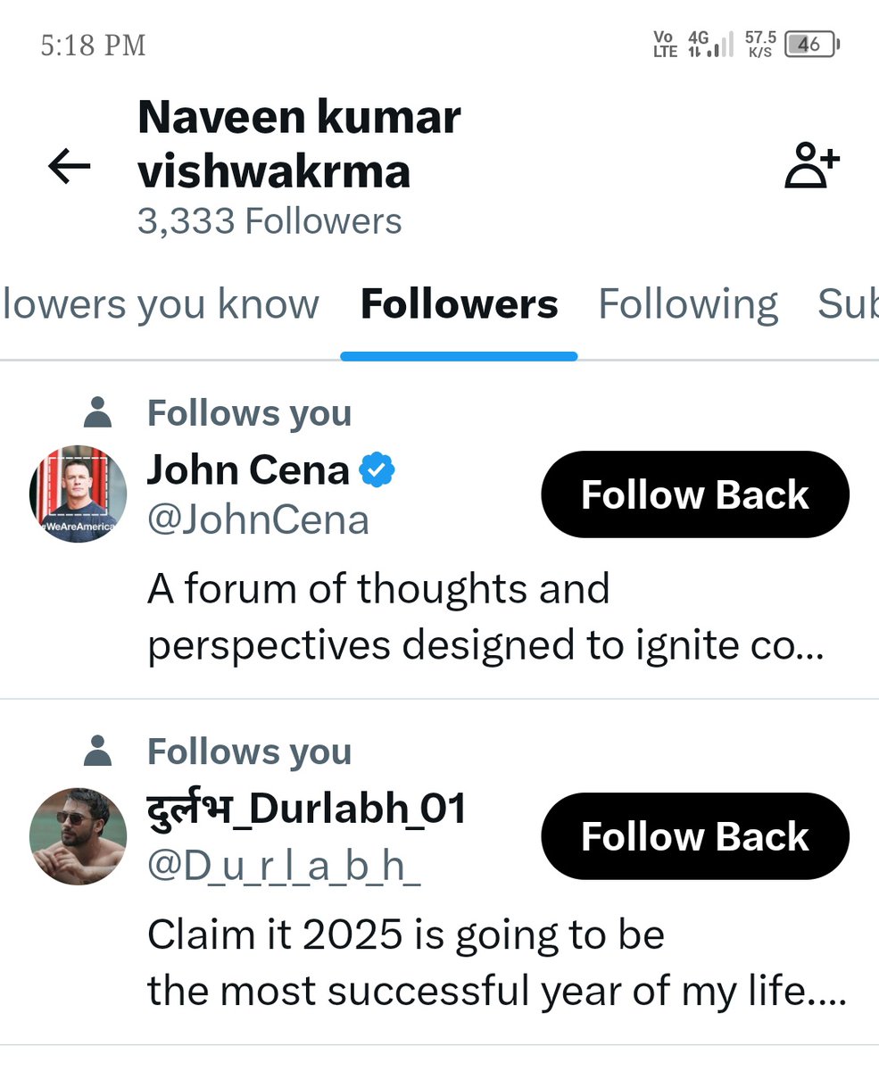 "Childhood dream unlocked! 💥 The Champ himself <a href="/JohnCena/">John Cena</a> is following me! 🫡
#NeverGiveUp #RiseAboveHate #JohnCena #DreamComeTrue