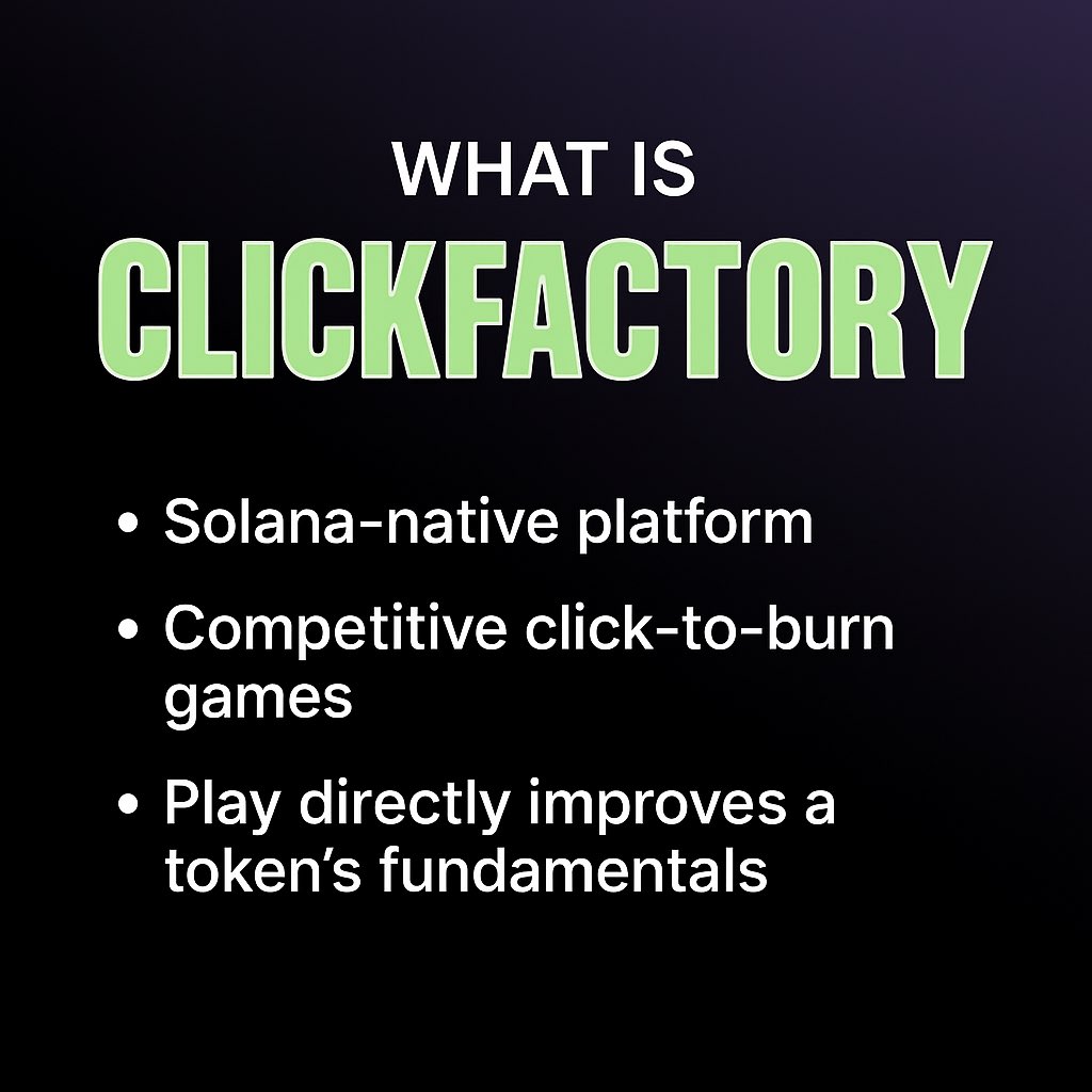 EmaDigitalDeal's tweet image. So, what is ClickFactory?
Think of it as a “click-to-win” game 🤔but with real tokenomics baked in. It’s built on Solana, and every click you make actually affects the project’s supply, liquidity, and hype.#ClickFactory #enseilabs