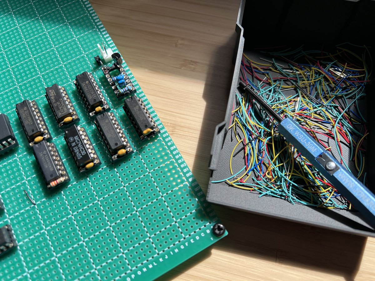 unimplmntd_trap's tweet photo. I want to see how many bits of wire wrap insulation I’ll have stripped when I finish this board https://t.co/7Dxe1bsK2R