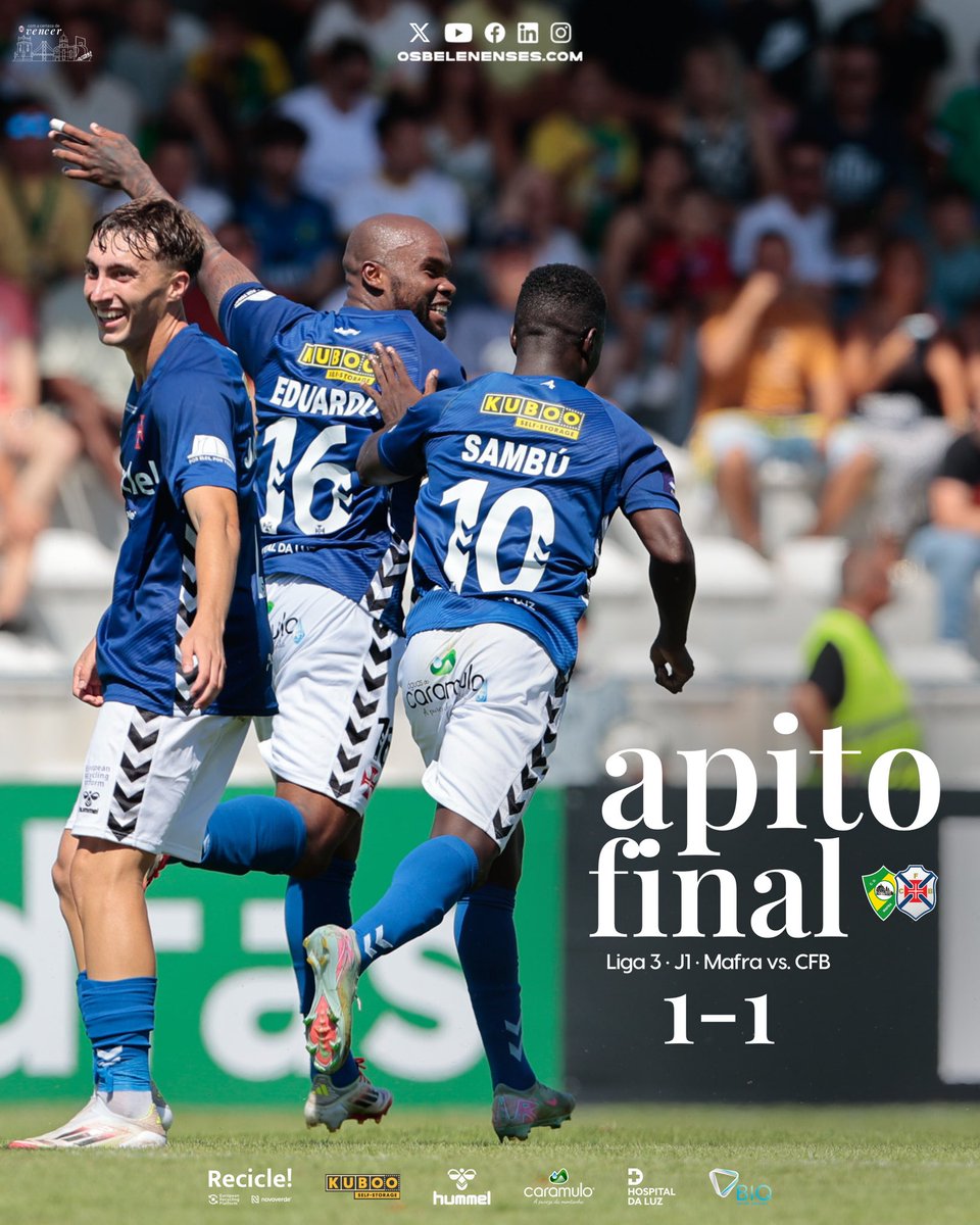 🔵 𝐓𝐞𝐫𝐦𝐢𝐧𝐚 𝐨 𝐣𝐨𝐠𝐨 𝐢𝐧𝐚𝐮𝐠𝐮𝐫𝐚𝐥 𝐝𝐚 𝐒𝐞́𝐫𝐢𝐞 𝐁:
Mafra, 1 - #Belenenses, 1

Golo dos azuis da #CruzDeCristo com assinatura de Eduardo numa manhã de calor em que se fez sentir o vosso forte apoio. Obrigado, azulões! 💙🙌 #tweetpastel