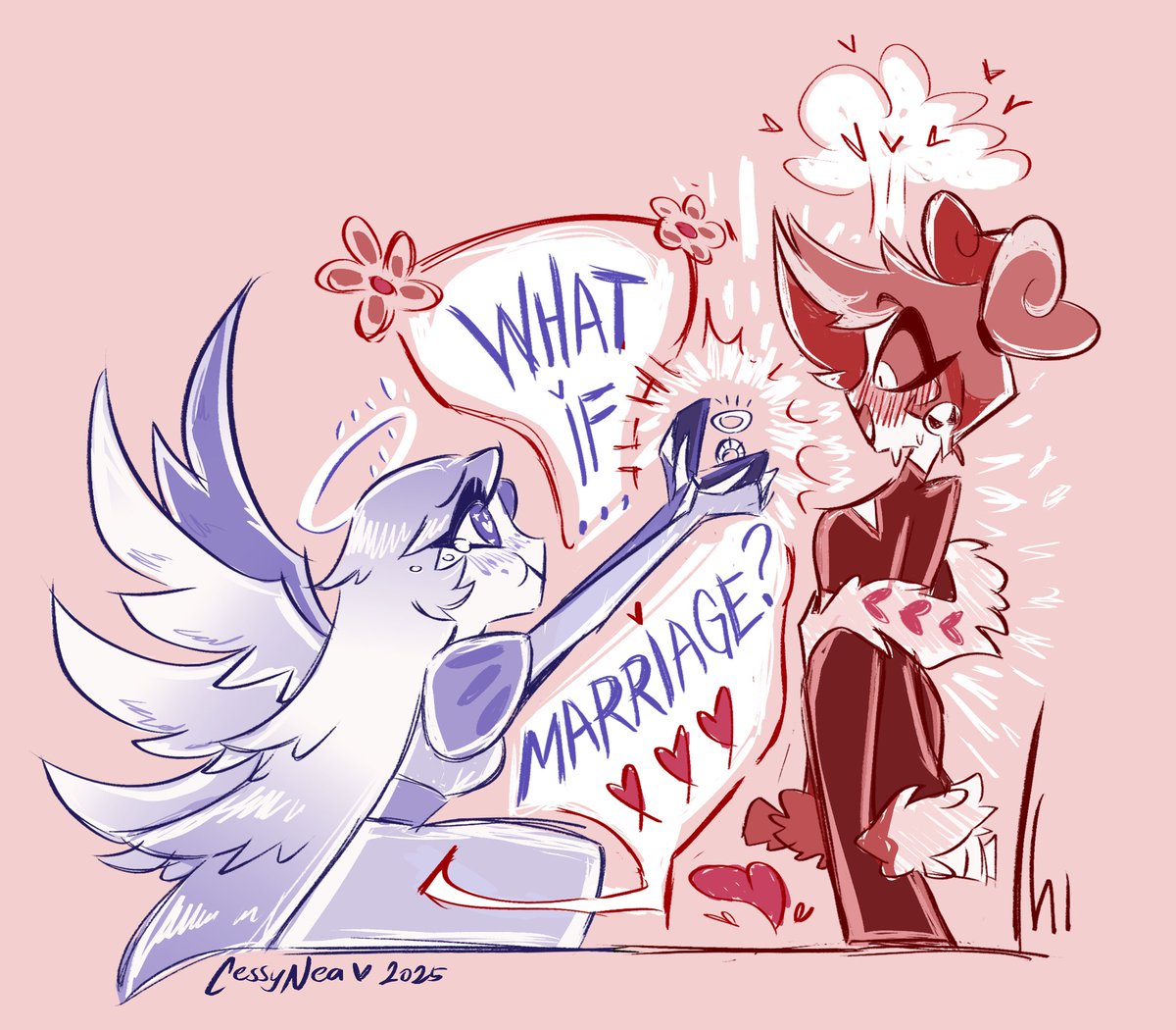 I'm slowly getting back into finishing some more #velvettexemily Kofi requests!! Let's goo! Been awhile 🥹
--
👼❌📱
#HazbinHotel #hazbinhotelVelvette #hazbinhotelEmily #fashionhalo #velvettedove