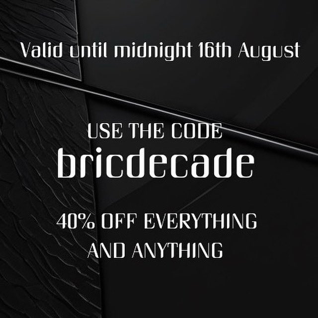 We turn 10 at the end of the month.

Let’s celebrate.

Simply enter the code ‘bricdecade’ at the bandcamp checkout to receive 40% off anything on the label.

This code is valid until midnight on Saturday August 16th.

Dig in at ⬇️
bricolageglasgow.bandcamp.com