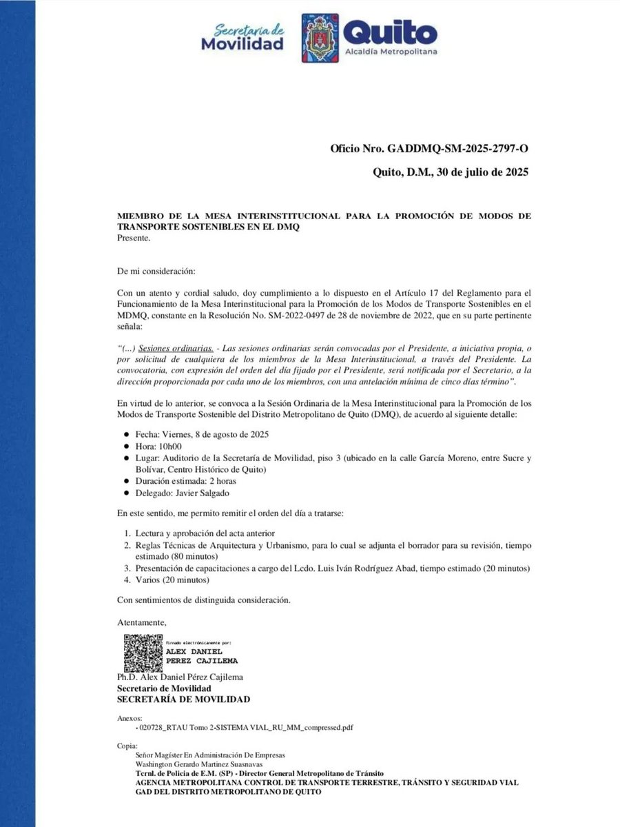 Trabajamos para visibilizar y fortalecer los derechos de quienes Pedaleamos por la ciudad. 🍃🚲🫶🏻

Pedaleamos juntos hacia una movilidad más segura, justa y sostenible.

💚🚵🏻‍♂️ Con movilidad activa 
<a href="/movilidadquito_/">Sec. Movilidad Quito</a> 
<a href="/BikeG8/">G8AventuraBIKE</a> 

#MesaInterInstitucionalDeModosDeTrasportesSostenibles