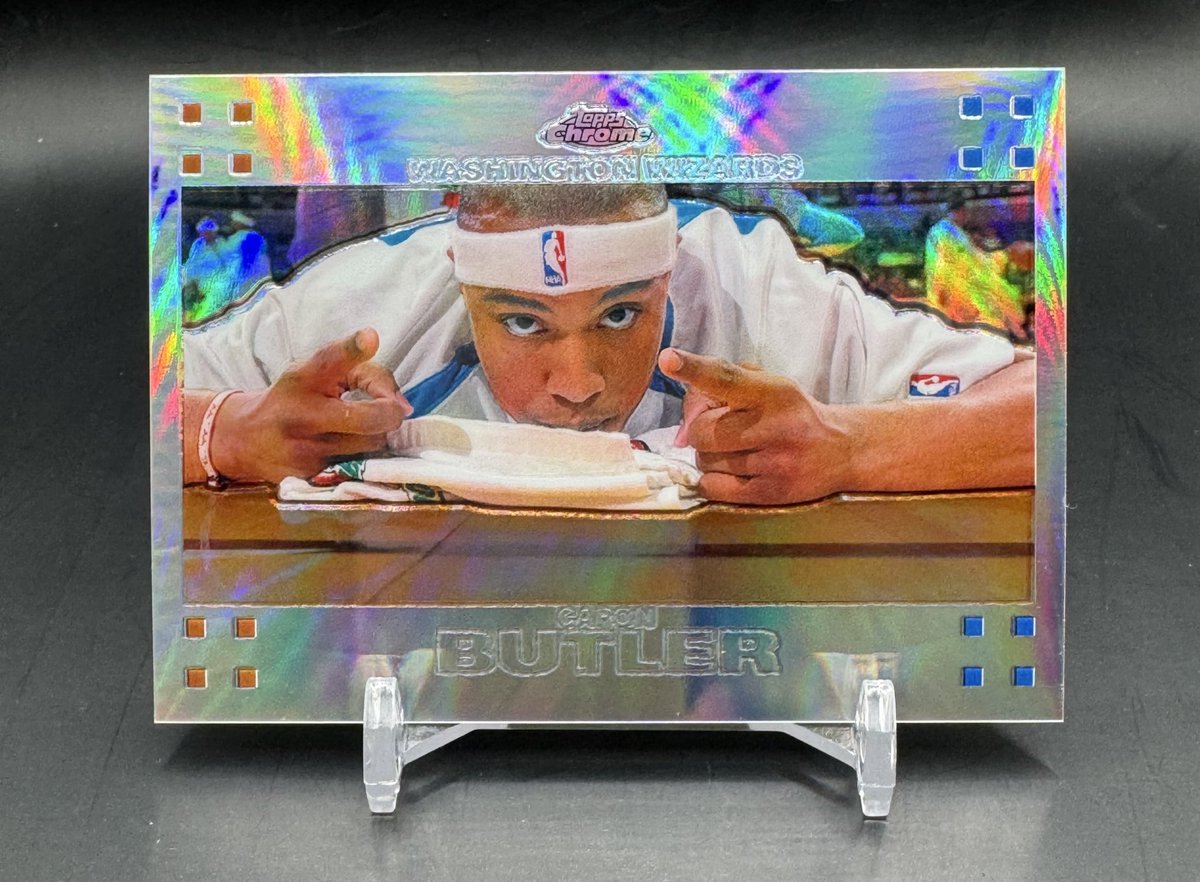Giving myself a $5 budget to find cards I think are cool.

Today’s card is an 07-08 Topps Chrome Caron Butler Refractor /999

$3.20 all in to my doorstep

Got a cheap fave?  Share it below 👇