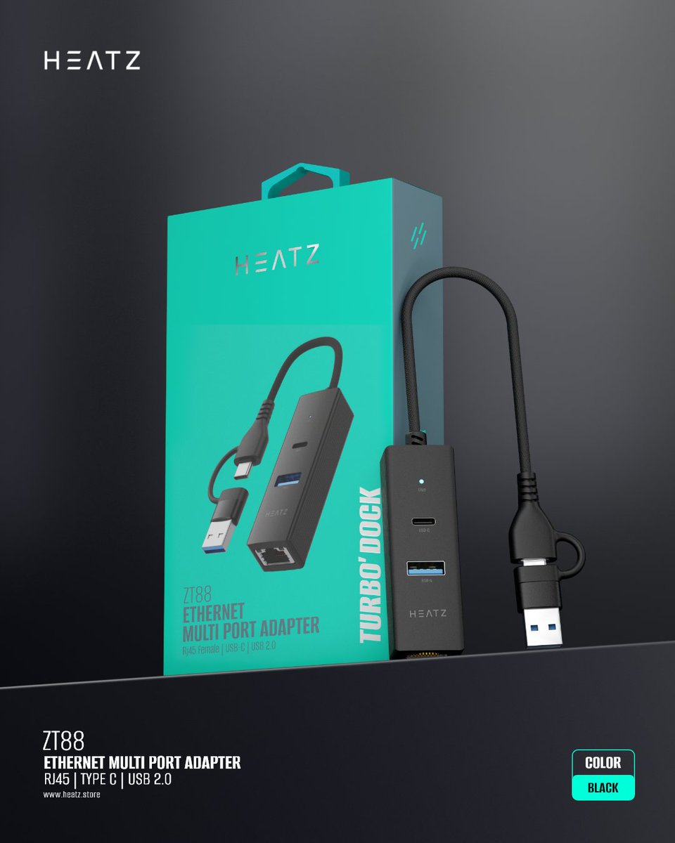 heatzindia's tweet image. Stay plugged into performance! Heatz ZT88 Ethernet Multi Port Adapter – RJ45 female port, USB-C, USB 2.0. Sleek black design. Built for devices that can’t afford to slow down.

Learn More: heatz.store
.
.
#Heatz #MultiPortAdapter #USBHub