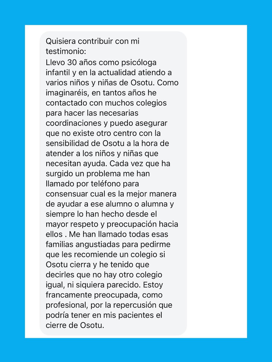 Los profesionales de la psicología con DÉCADAS de experiencia lo tienen claro: no es que no haya otro centro como Osotu, es que no lo hay ni parecido.

<a href="/BegonaPedrosa/">Begoña Pedrosa</a> <a href="/Imanol_Pradales/">Imanol Pradales</a> <a href="/Gob_eus/">Eusko Jaurlaritza - Gobierno Vasco</a> @HezkuntzaEJGV

#osotuonada #osotuhuelgahambre