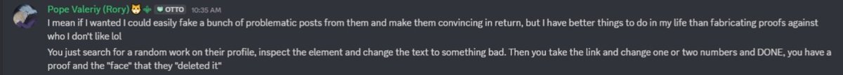 This morning Val posted a fake, edited screenshot of a server member saying a slur. The language used in the fake screenshot is a direct match to the way Val speaks. The audacity to blantantly fake things like this whilst going around and cry about us supposedly doctoring