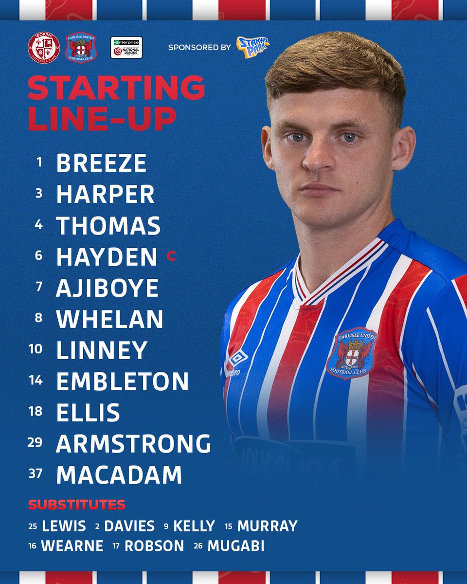 Your opening day Blues to face Woking. 📋🔵

Team news sponsored by <a href="/StanwixPark/">Stanwix Park</a>.