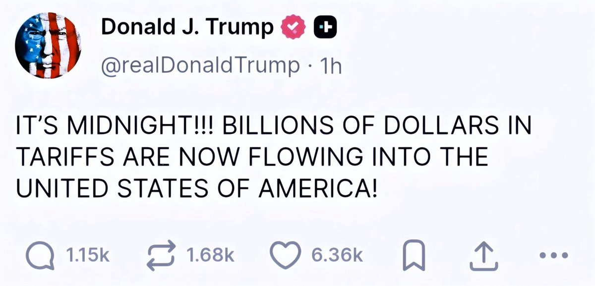 Ted Allen (@thetedallen) on Twitter photo This is not how tariffs—also known as “taxes”—work. None of this money is “flowing into” the United States. Tariffs are paid directly by American consumers, at the register, at the pump, straight out of our pockets. Yours and mine. This is not how tariffs—also known as “taxes”—work. None of this money is “flowing into” the United States. Tariffs are paid directly by American consumers, at the register, at the pump, straight out of our pockets. Yours and mine.