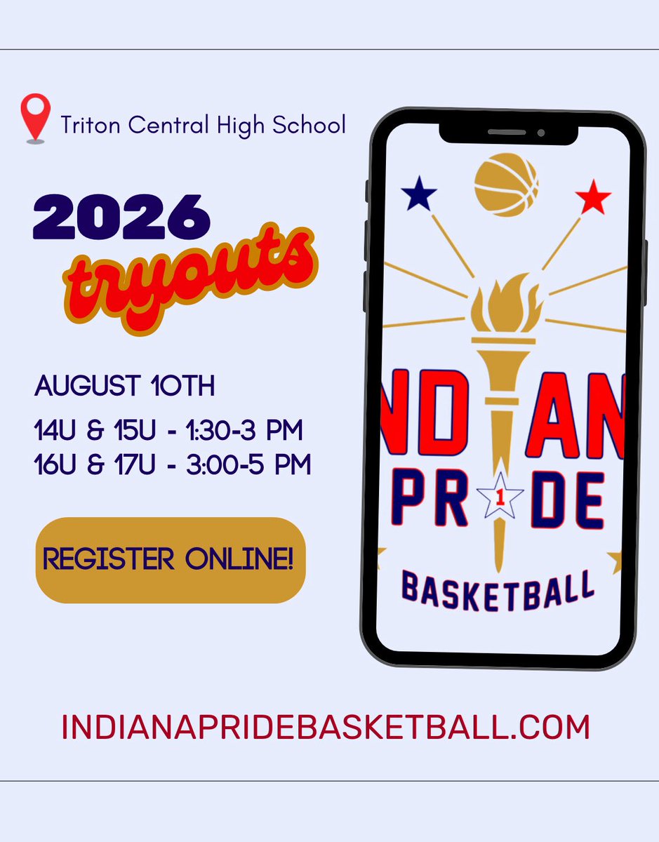 Tomorrow is the first of three tryouts for the 2026 Indiana PRIDE Basketball Club season! Want to be pushed and get better - then we are for YOU!!