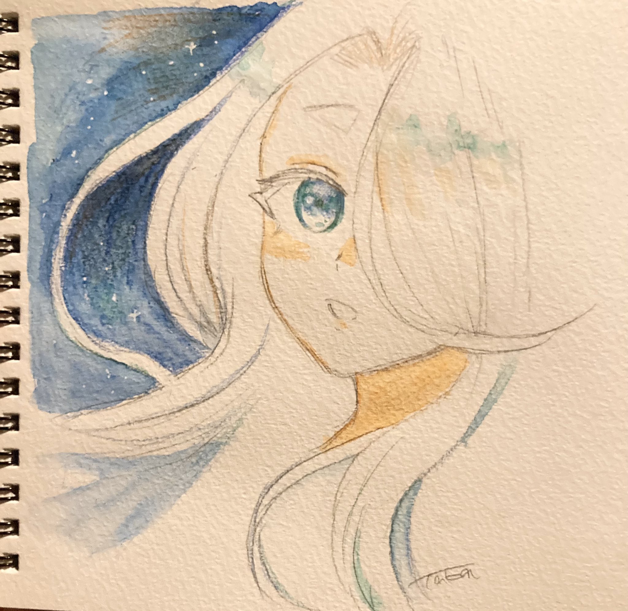 水彩画　タイトル「希望または、絶望50センチ✖️30センチです。 たか🦅❄️ on X: 