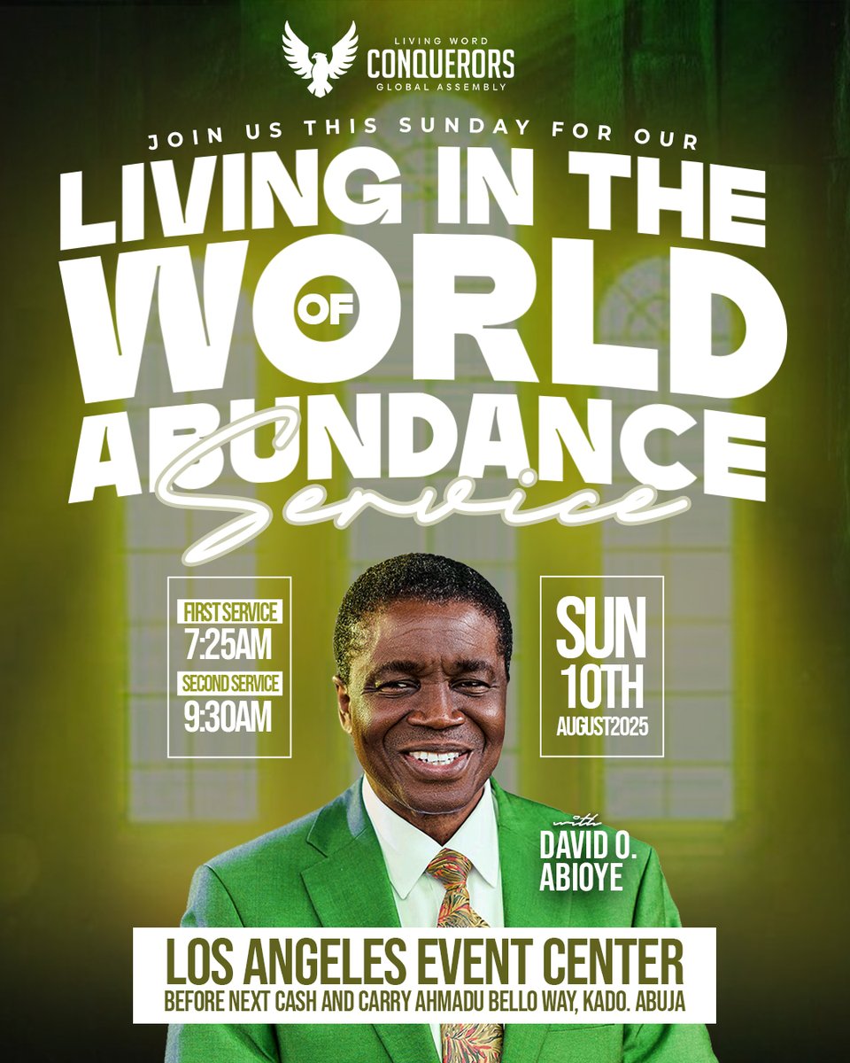 "The thief comes only to steal and kill and destroy; I have come that they may have life, and have it more abundantly." – John 10:10

This Sunday, step into a divine atmosphere where heaven’s abundance meets your life’s needs. It’s not just another service — it’s an appointment