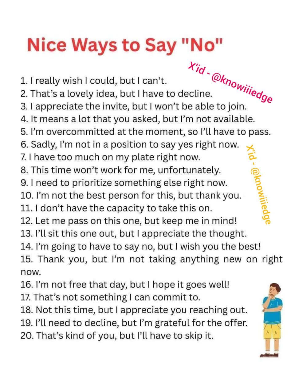 knowiiiedge's tweet image. Nice ways to say &quot;No&quot;