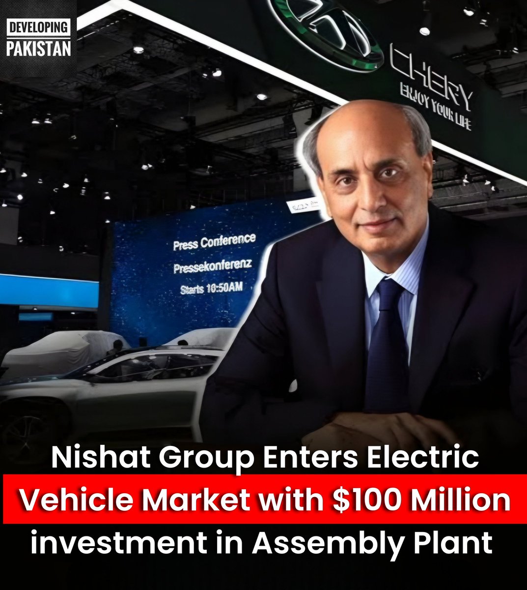 developingpak's tweet image. #NexGen Auto Pvt., a unit of #Pakistan’s #Nishat Group owned by business magnate Mian Mohammad #Mansha, is setting up a factory to build electric-powered vehicles in partnership with #Chery Automobile Co., a #Chinese automobile manufacturer, reported.

According to the report,
