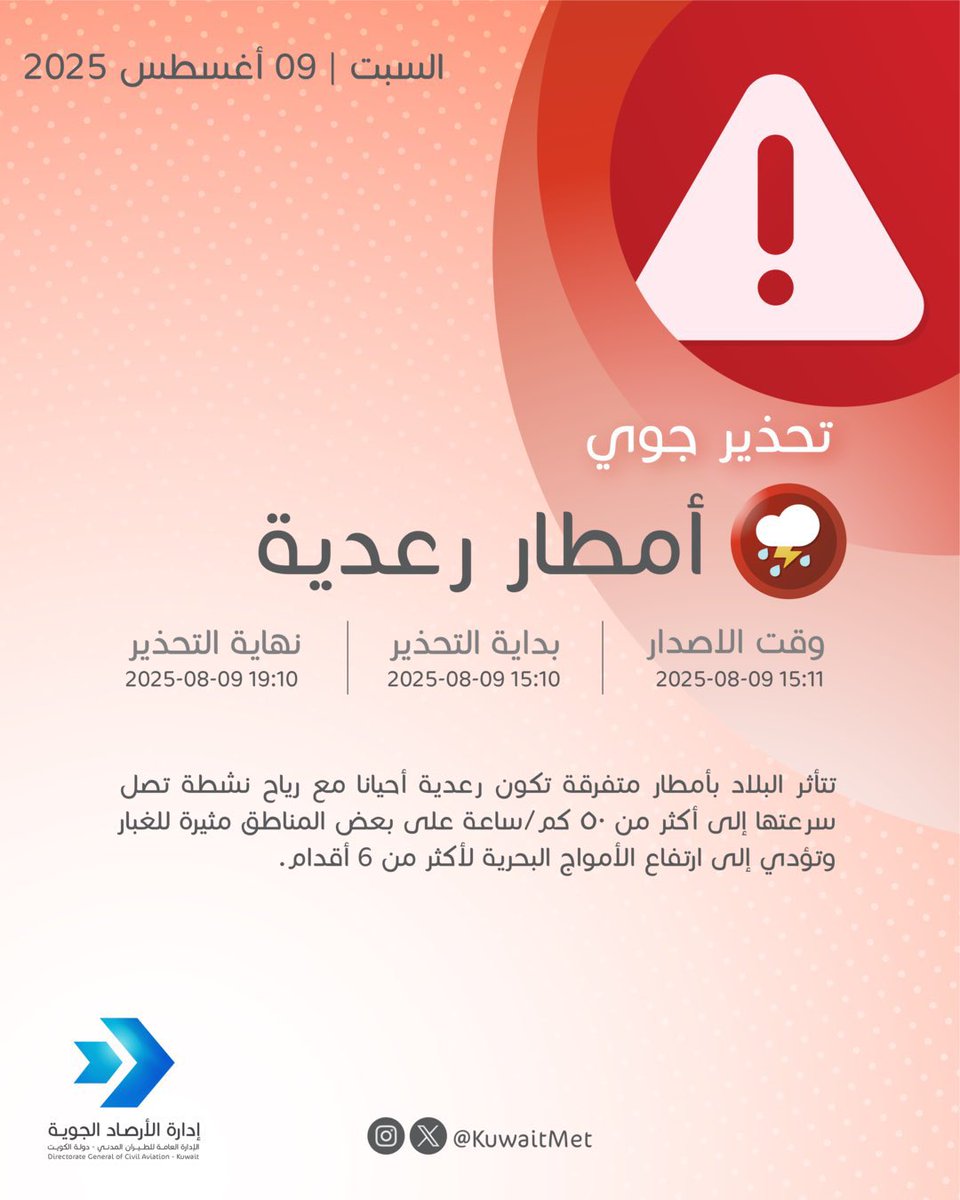 تحذير جوي: أمطار رعدية