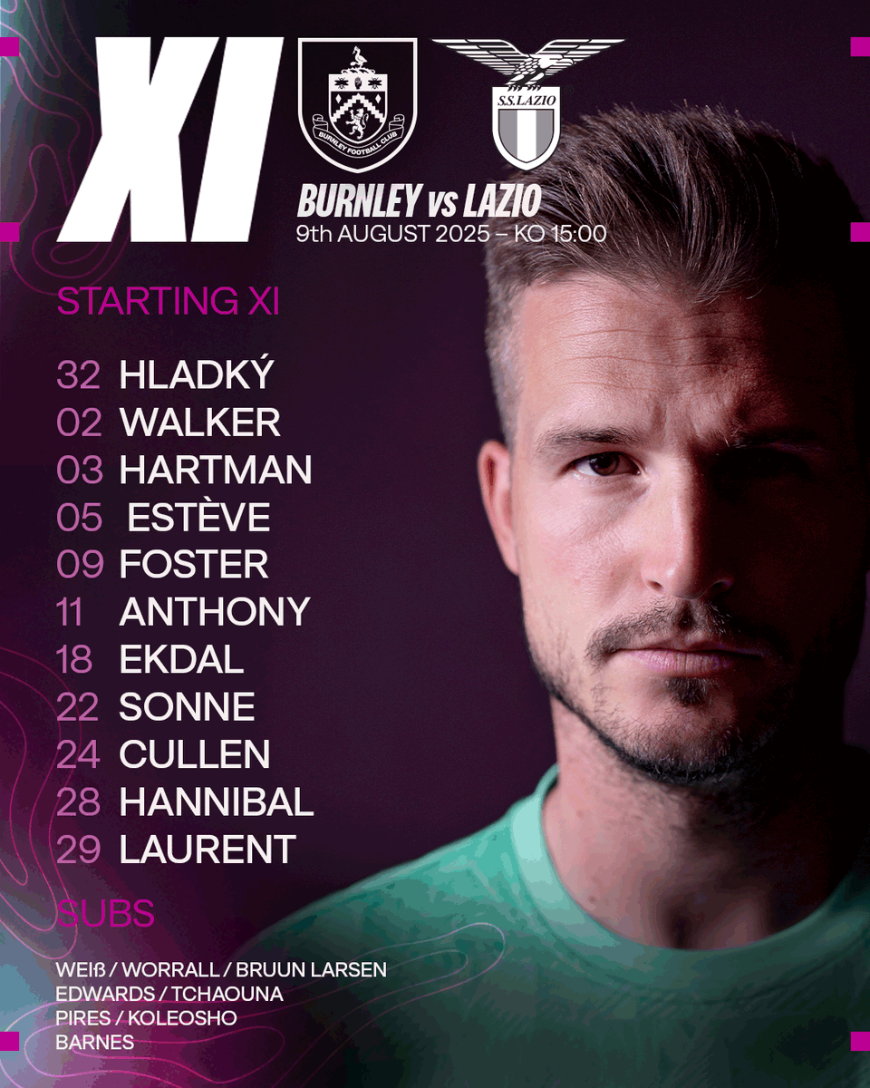 BurnleyOfficial's tweet photo. Scott Parker names his side for today's friendly against Lazio 📋 https://t.co/31drXr69jW