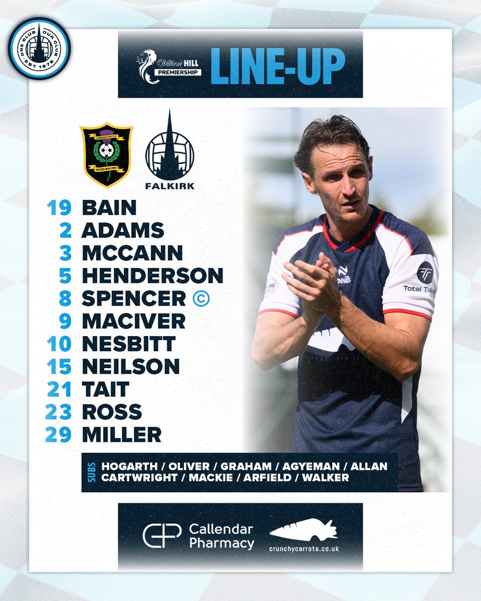🆚 Your Falkirk team to face Livingston this afternoon, brought to you by Callendar Pharmacy!

#COYB