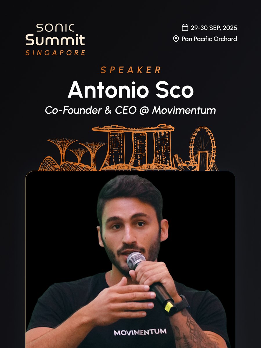 Sonic World (@sonicworldhq) on Twitter photo Curious who's behind our community success on CoinMarketCap?
At Summit Singapore, CEO <a href="/AntonioSco_MOV/">Antonio Sco</a> of <a href="/MovimentumWeb3/">MOVIMENTUM</a> will share how they're redefining token marketing.
🗓️ Sep 29–30, 2025
🎟️ soniclabs.com/summit Curious who's behind our community success on CoinMarketCap?
At Summit Singapore, CEO <a href="/AntonioSco_MOV/">Antonio Sco</a> of <a href="/MovimentumWeb3/">MOVIMENTUM</a> will share how they're redefining token marketing.
🗓️ Sep 29–30, 2025
🎟️ soniclabs.com/summit
