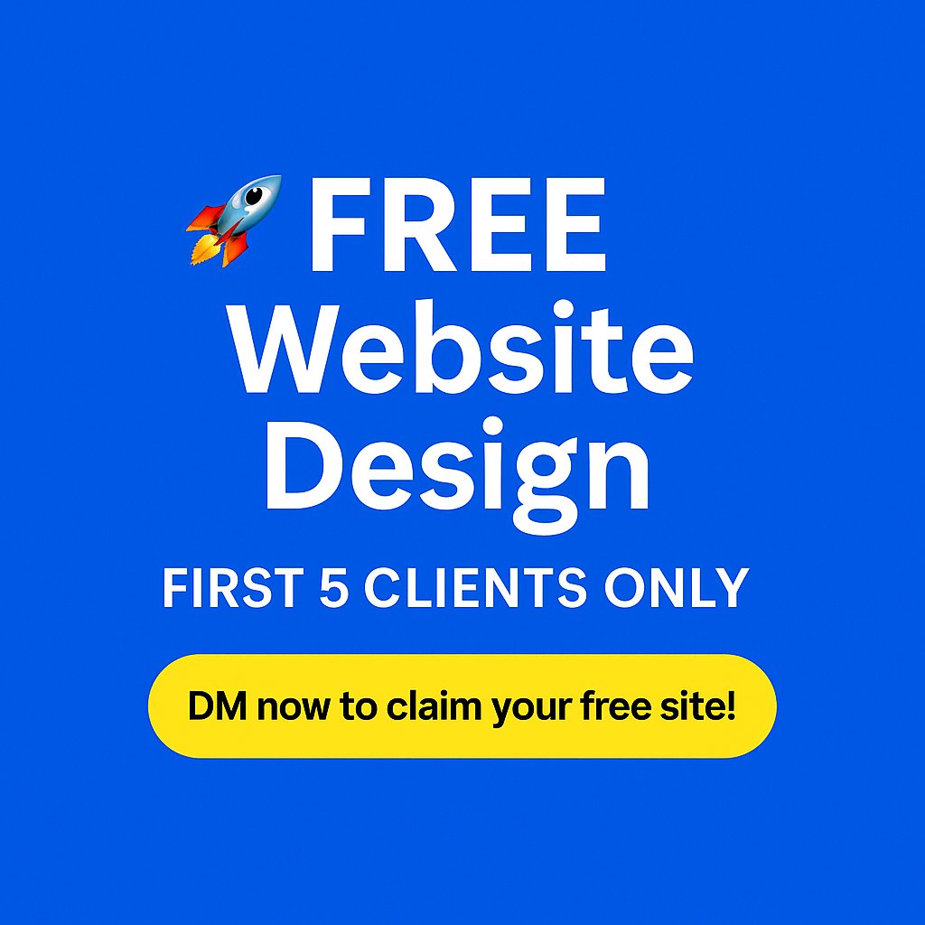 fareeshubs's tweet image. ⚡ First 5 Clients = FREE Website!
Zero cost. 100% professional. 📈
Perfect for startups & small businesses ready to grow.
📩 Message now before it’s too late!
#WebDesignOffer #BusinessGrowth #FreeWebsite #EntrepreneurLife #USABusiness #UKBusiness #UAEbusiness #CanadaBusiness
