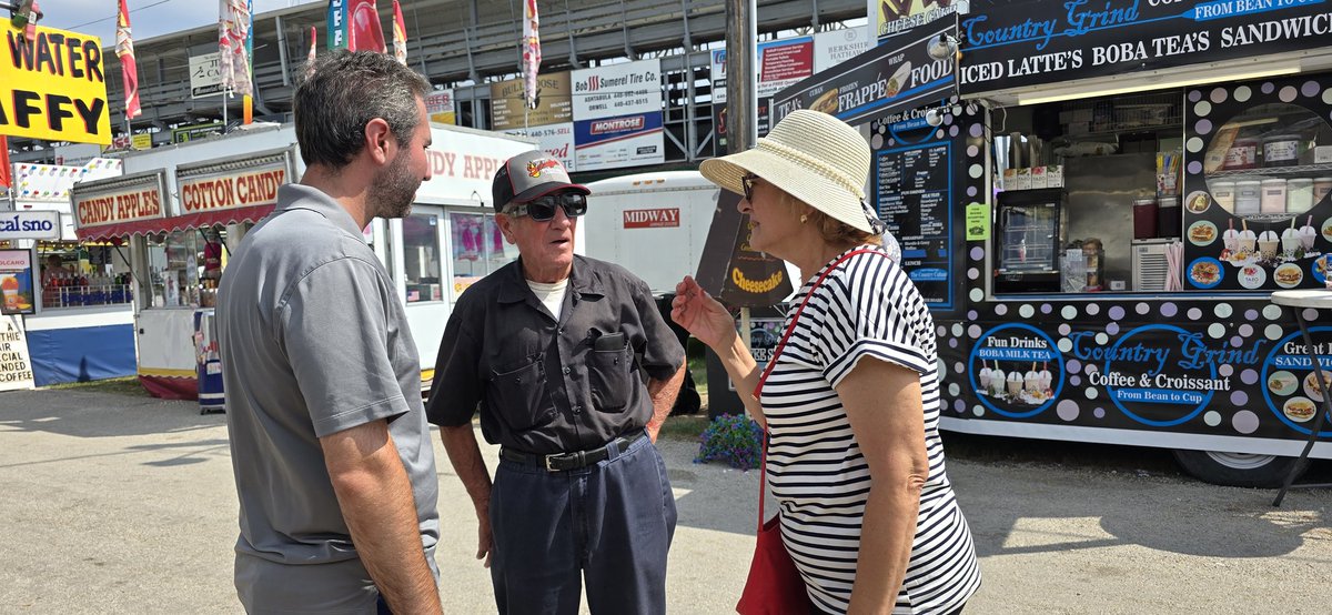 Enjoyed a Home Days parade in Vienna Township this morning, heading back to the Ashtabula County Fair now for a fun day of market auctions, milkshakes, and conversations! Being at the Ashtabula County Fair for the week means many good conversations, including with local officials