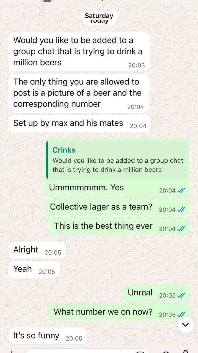 Been added to the best group chat ever. Currently 150 people sending pictures of beers. I know 2 of them.