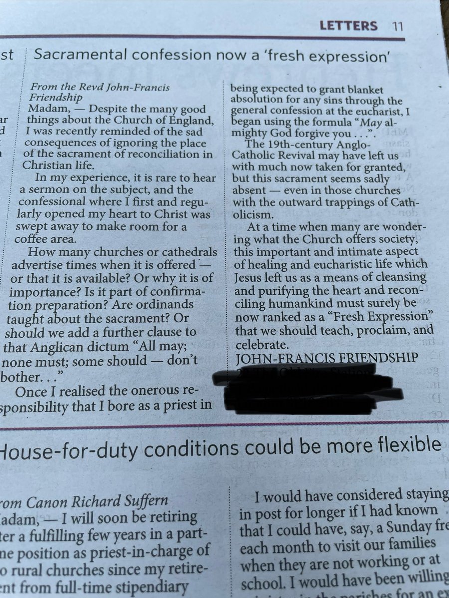 The ever brilliant John Francis-Friendship  <a href="/frjff/">John-F Friendship 🇺🇦</a> nails the importance of the under used sacrament of reconciliation in this weeks <a href="/ChurchTimes/">Church Times</a>