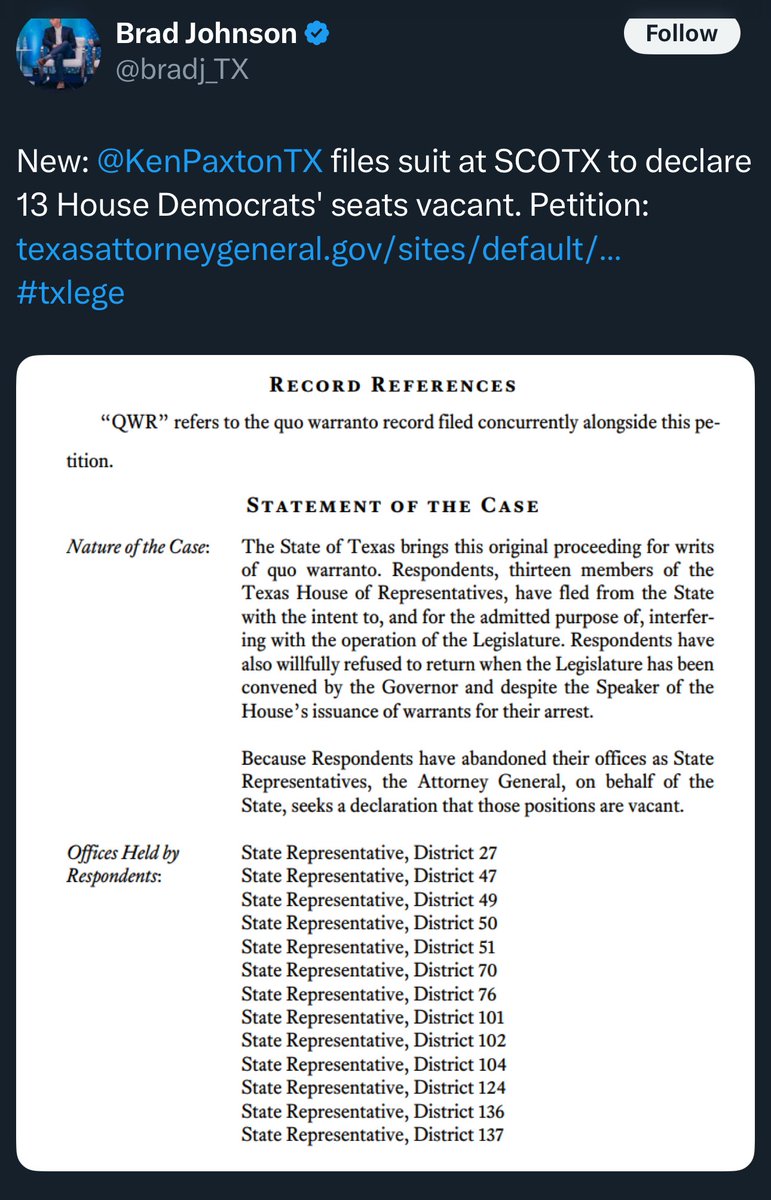 Texas politicians are trying to overturn elections and forcibly remove democratically elected legislators from  their seats because they refuse to vote the way they demand. 
Meanwhile, in Michigan, Republican Speaker Matt Hall is removing members who oppose him from committees.