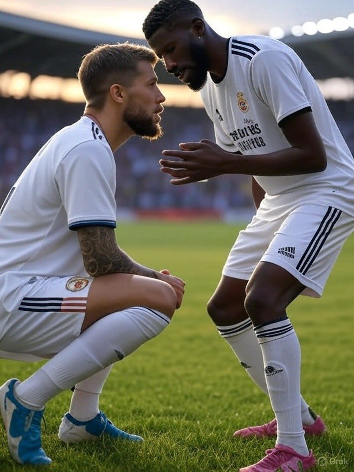 Inigo Martinez apologizing to Rudiger for laughing before he leaves for Saudi.