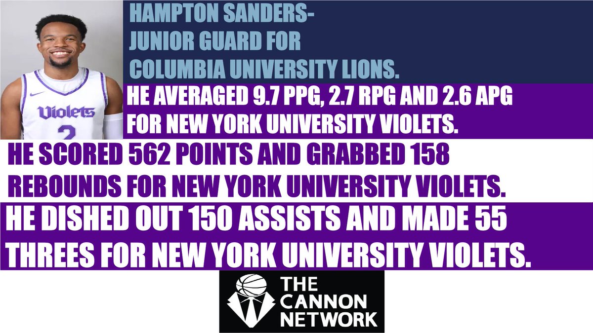 The Cannon Network🏀 (@cannon_network) on Twitter photo <a href="/HamptonSanders0/">Hampton Sanders 🖤</a> is a junior guard for <a href="/CULionsMBB/">Columbia Men’s Basketball</a> thecannonnetwork.com #basketball #TheCannonNetwork <a href="/HamptonSanders0/">Hampton Sanders 🖤</a> is a junior guard for <a href="/CULionsMBB/">Columbia Men’s Basketball</a> thecannonnetwork.com #basketball #TheCannonNetwork