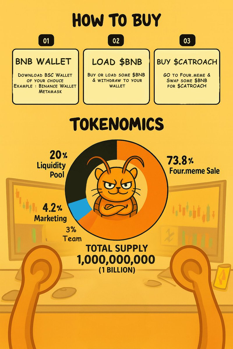 $CATROACH Tokenomics 

They said 99% of #memecoins die… we’re the 1%