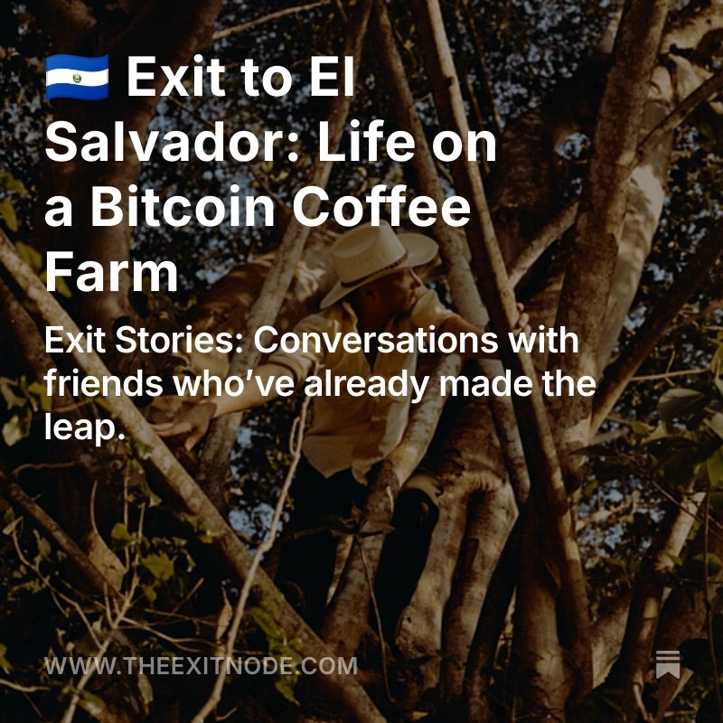 While we get ourselves ready to leave, here’s a Q&amp;A with <a href="/lacruzboss/">Harry</a>, who’s already made the leap. 

#ElSalvador 

theexitnode.com/p/exit-to-el-s…