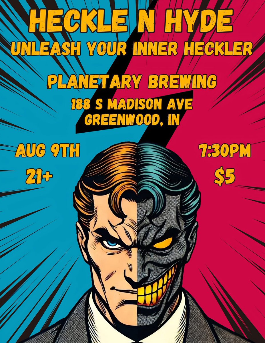It’s going to be a beautiful day! We’ll be at Hops &amp; Vines from 4-10pm. And if you prefer air conditioning and laughs, Heckle N Hyde starts at 7:30 in the tap room!

#festival #foodtrucks #craftbeer #music #comedy #planetarybrewing
