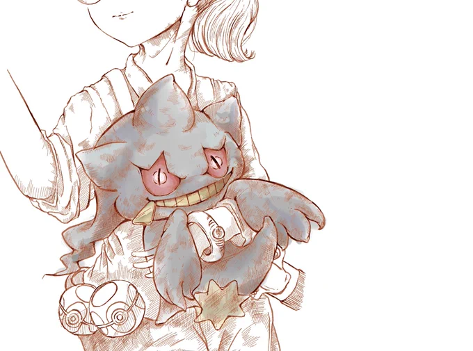 ジュペッタもこもこのふわふわにしすぎて線画だけやとちょっとこわいけど、試しに色のせてみたらかわいくなった。 これ以上描き込んだら実写版みたいになりそうなので、そろそろラプラスに移ります。