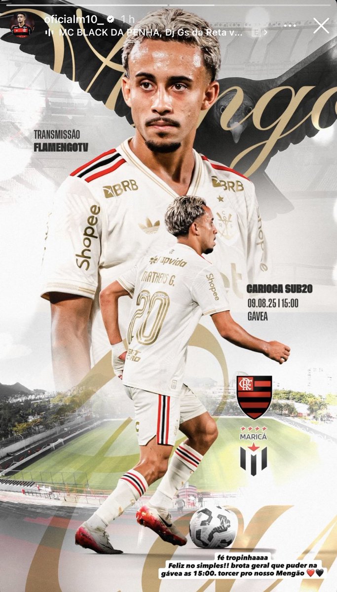 CentralFlaNacao's tweet image. Matheus Gonçalves voltou para o sub 20! 

“Feliz no simples”, postou no Instagram.