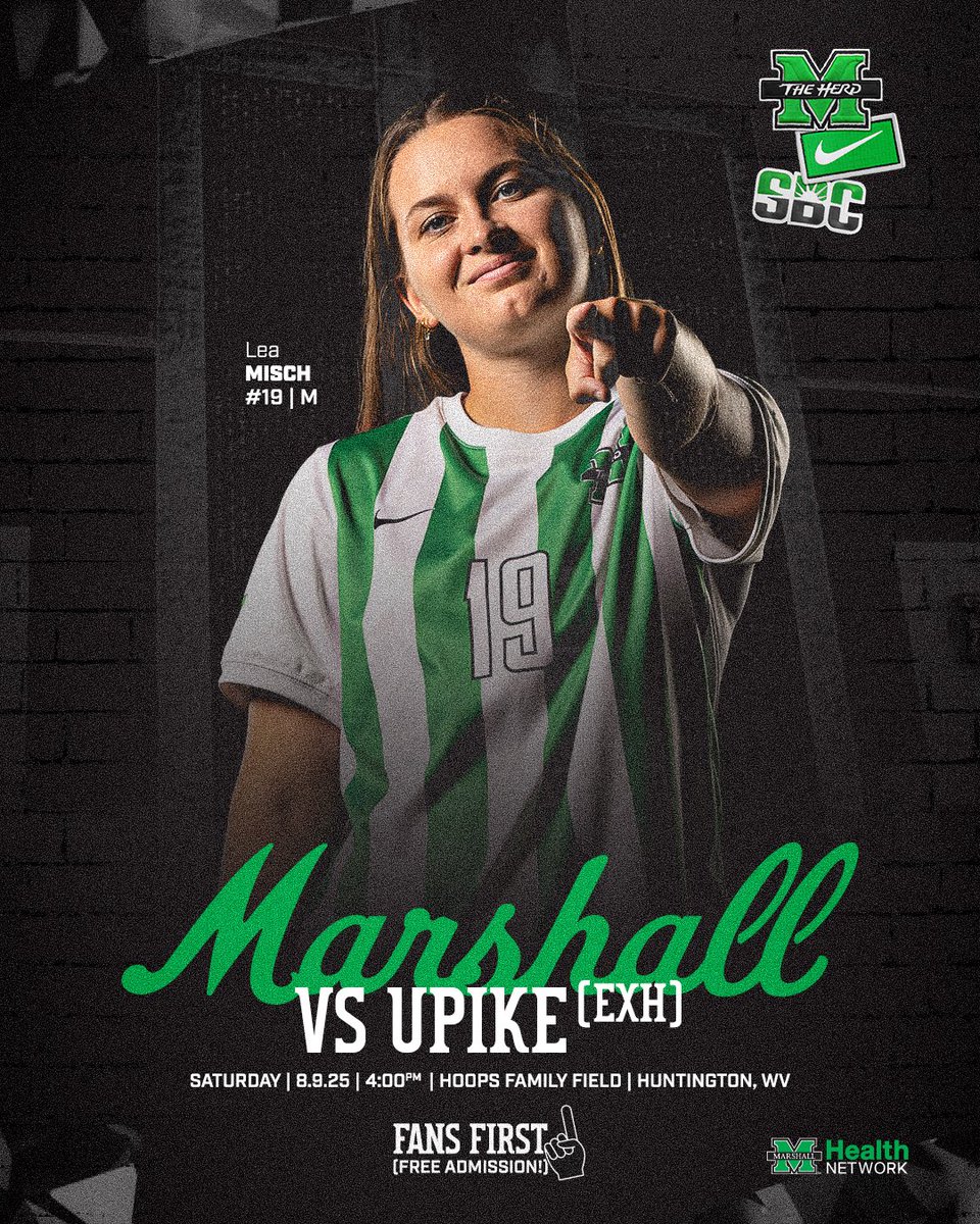 HerdWSoccer's tweet photo. WE PLAY SOCCER TODAY‼️

⌚️4pm
🤘Fans First Game
🎉 Party on the Plaza

#WeAreMarshall https://t.co/mjqW5vL0nC