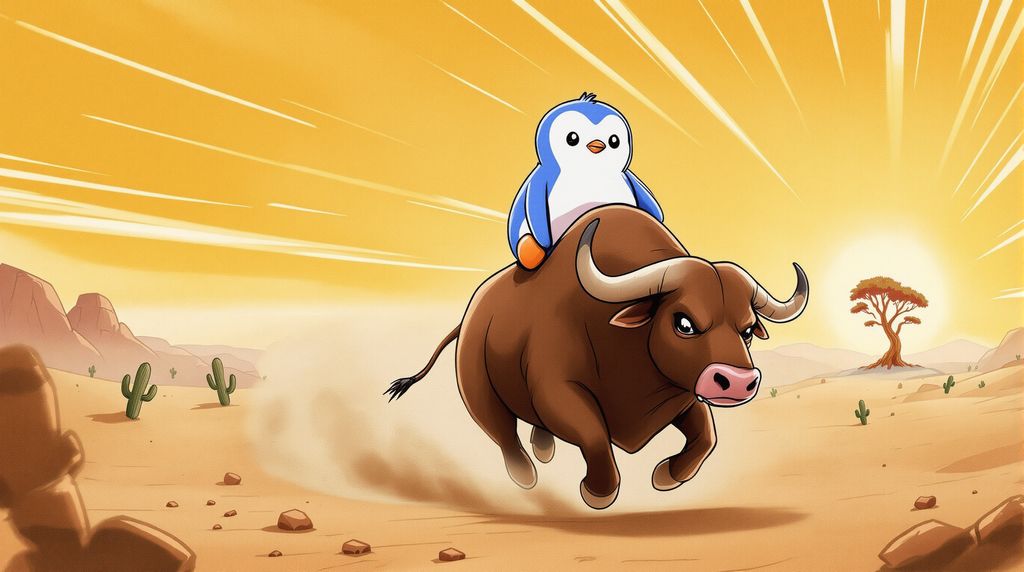 $pengu is riding on the Bulls back