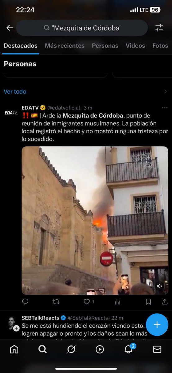 Atención a la burrada que publicó ayer EDAtv, el medio financiado por gobiernos del PP y Eulen.
"Arde la mezquita de Córdoba. Punto de reunión de inmigrantes musulmanes. La población local no mostró ninguna tristeza de lo sucedido".
Pensaba que era fake, pero hay pruebas.